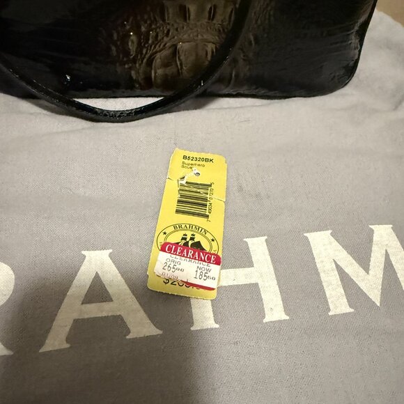 Brahmin Croc Embossed Black Leather Tote Shoulder Bag Purse - Picture 4 of 4